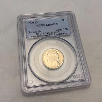 [4] GRADED COIN | 1999 D Nickel | MS 64 FS | PCGS