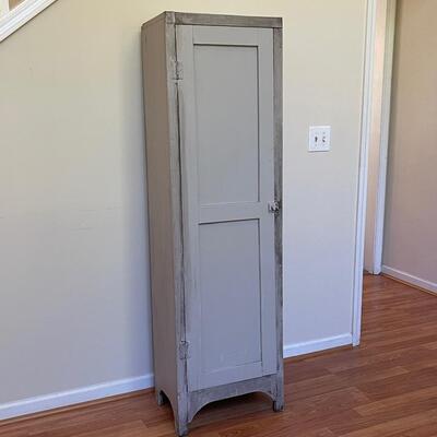 Painted Grey Storage Cabinet with Four Shelves