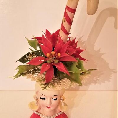 Lot #153  Vintage Head Vase with necklace and earrings