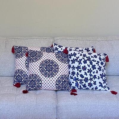 Four Red, White & Blue Decorative Throw Pillows