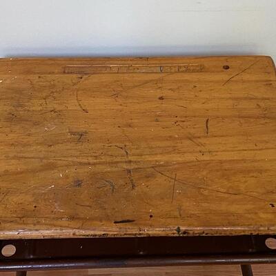 Vintage Metal & Wood School Desk