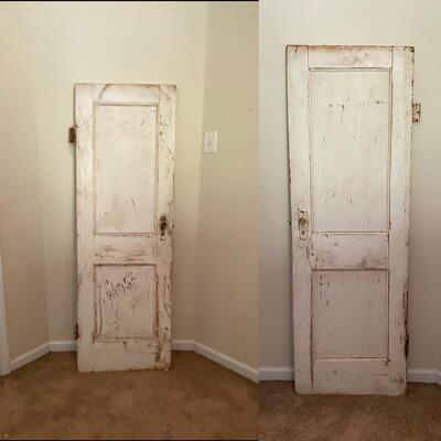 Naturally Aged Antique Door With Original Metal Hardware