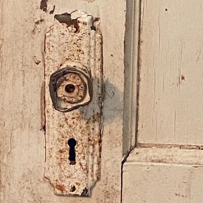 Naturally Aged Antique Door With Original Metal Hardware