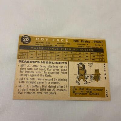 [58] VINTAGE | Roy Face | TOPPS Card #20 | 1960 | Pittsburgh Pirates
