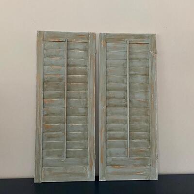 Pair of Green Shutters Highlighted in Gilded Gold