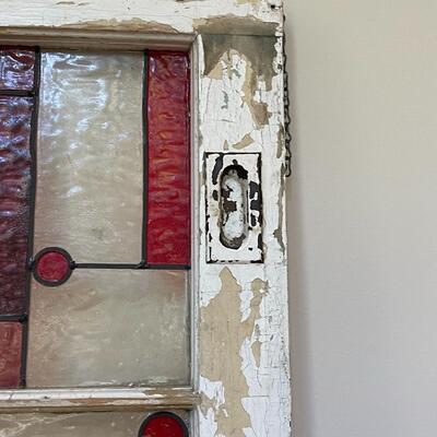 Antique Stained Glass Window (Red &Clear)