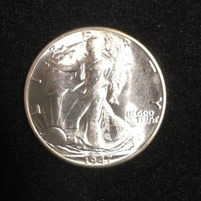 BU 1947 walking liberty half dollar