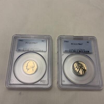 [65] GRADED COINS | Two Nickels | 1964 1965 | PR 67 | PCGS