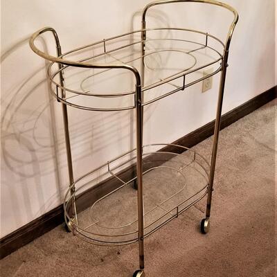 Lot #159  Vintage Glass/Metal Bar Cart
