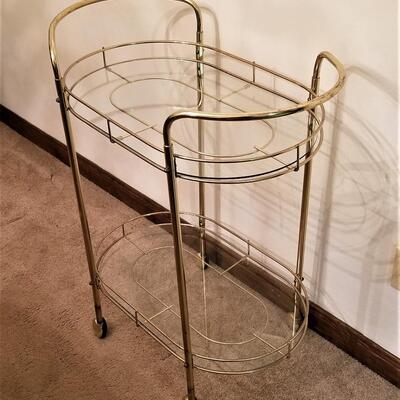 Lot #159  Vintage Glass/Metal Bar Cart