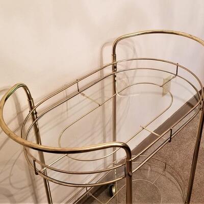 Lot #159  Vintage Glass/Metal Bar Cart