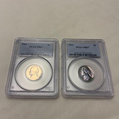 [71] GRADED COINS | Jefferson Nickels | 1963 1964 | PR 67 | PCGS