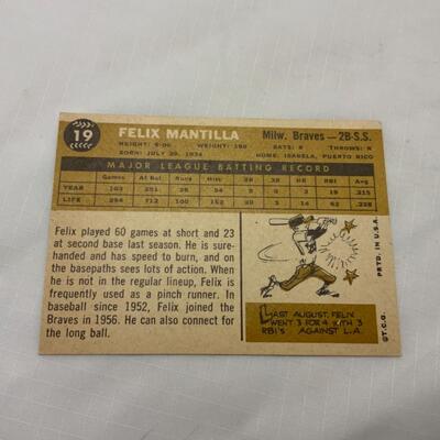 [74] VINTAGE | Felix Mantilla | TOPPS Card #19 | 1960 | Milwaukee Braves