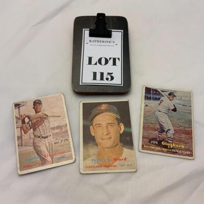 [115] VINTAGE | Three TOPPS 1957 Series Baseball Cards | Simpson Ward Ginsberg