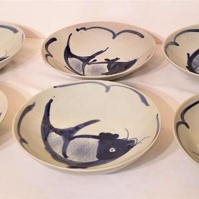 Lot #165  Lot of Blue/White Gumbo/Soup bowls with Fish motif