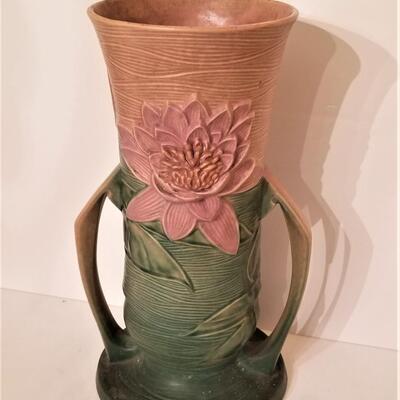 Lot #170  Beautiful Large Vintage Roseville Art Pottery Vase - Water Lily