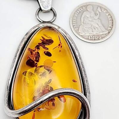 Sterling silver necklace and pendant 41 g