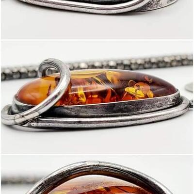 Sterling silver necklace and pendant 41 g