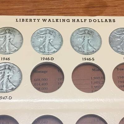Walking Liberty Half Dollar Book Complete 1916 Through 1947 . Reserve set