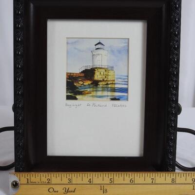 Original Watercolor Bug Light So. Portland P D CATSOS