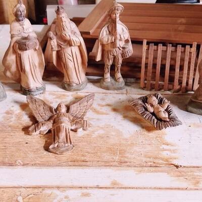 Hand Carved Manger Scene