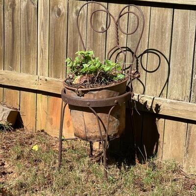 â€œOutdoorâ€  Reclaimed Metal Rustic Soda Chair & Rustic Pot