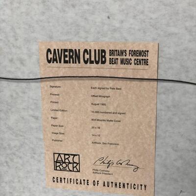 Signed Pete Best Cavern Club Lithograph Beatles Poster