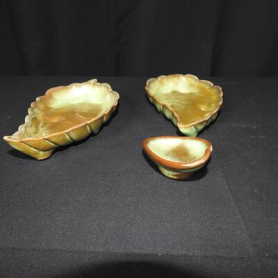 Set of Frankoma Pottery Leaf Trays
