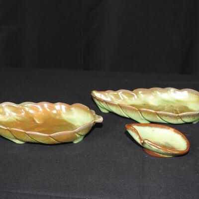 Set of Frankoma Pottery Leaf Trays