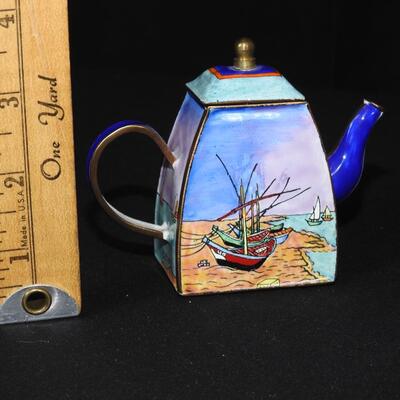 Beautiful Miniature  Kelvin Chen Enameled Teapot