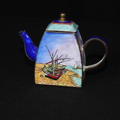 Beautiful Miniature  Kelvin Chen Enameled Teapot