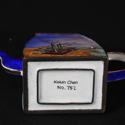 Beautiful Miniature  Kelvin Chen Enameled Teapot
