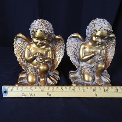 Cherub Plaster Bookends