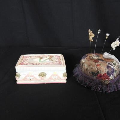 Beautiful Hatpin Holder and Hatpins plus Box
