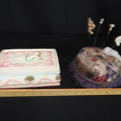 Beautiful Hatpin Holder and Hatpins plus Box
