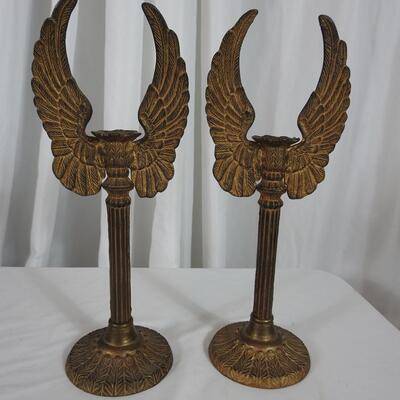 Beautiful Metal Winged Candlestick Holders