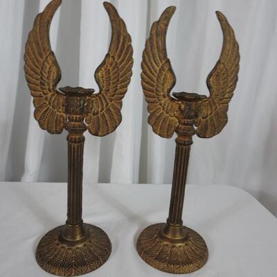 Beautiful Metal Winged Candlestick Holders
