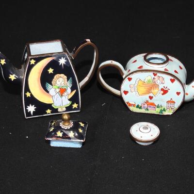 Lovely Miniature Enameled Teapots