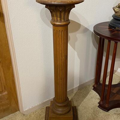 Antique Vintage Carved Wood Pedestal Column Plant Stand Display Platform Pedestal
