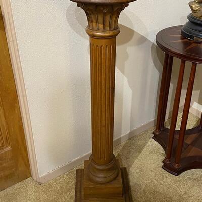 Antique Vintage Carved Wood Pedestal Column Plant Stand Display Platform Pedestal
