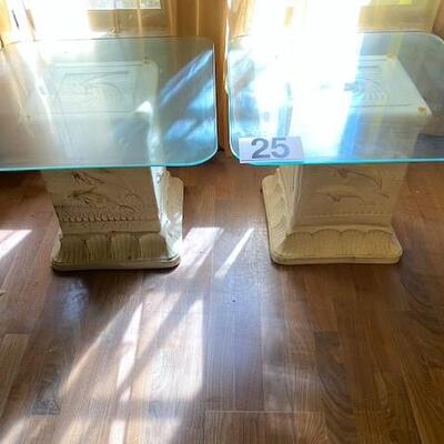 LOT#25LR: Pair of Dolphin Pedestal Tables