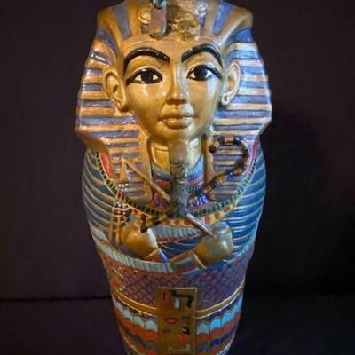 LOT#54MB: Painted Plaster Sarcophagus