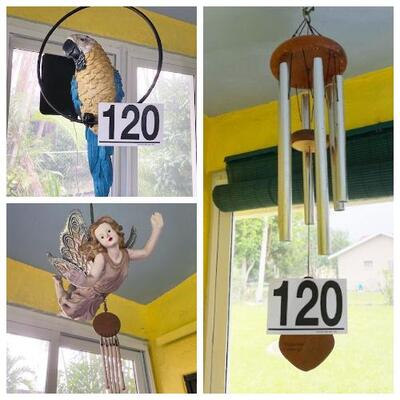 LOT#120P: Hanging Fairy, Parrot, and Wind Chime