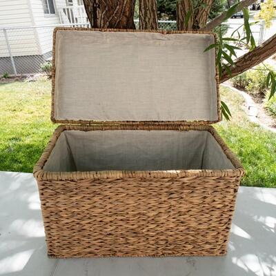 #10 Lovely Woven Basket Box With Fabric Inside Lining 