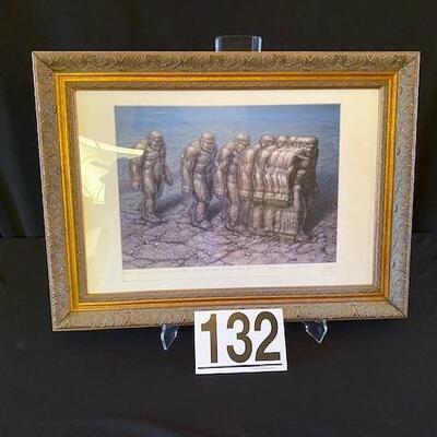 LOT#132MB: Abstract Print of Stone Men