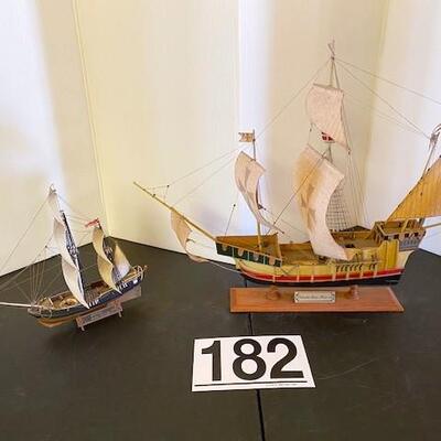 LOT#182B2: Pair of Wooden Model Ships