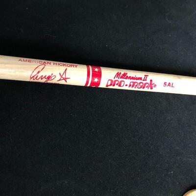 Beatles Collectibles Lot of Wooden Nickel Medallion Stock Eraser and Ringo Starr Drumsticks