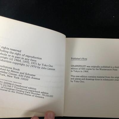 Yoko Ono Grapefruit 1971 Second Touchstone Edition