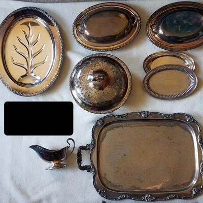 Large Lot of Silver Plated Serving Pieces