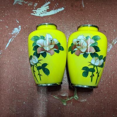 Pair of Vintage Japanese CloisonnÃ© Vases